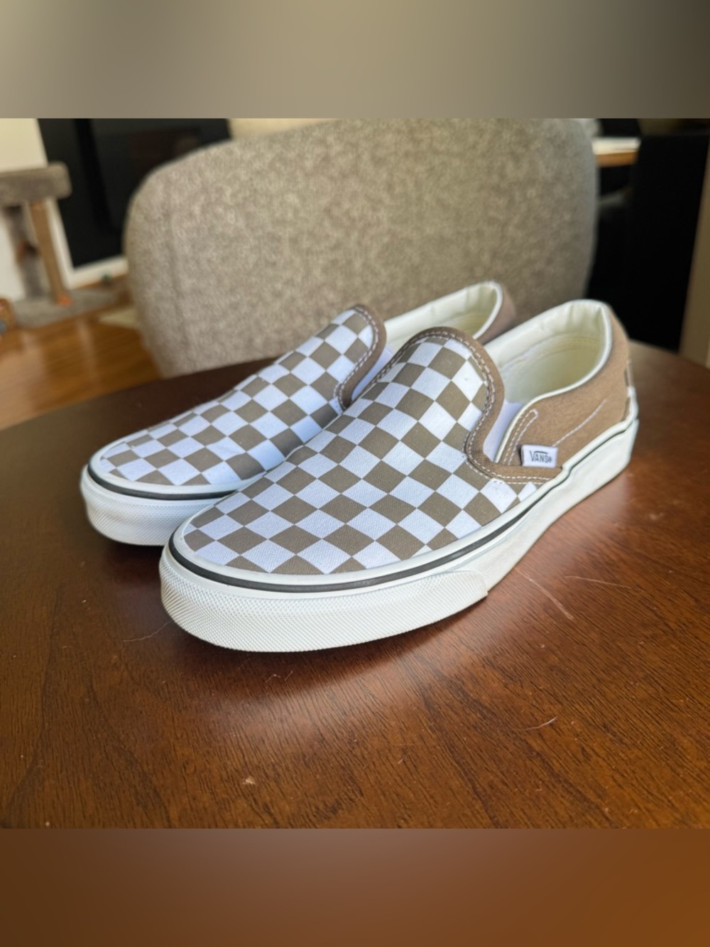 Vans Classic Slip-On Checkerboard Skate Shoe - Walnut